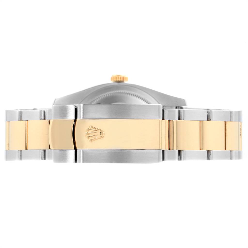 The image shows a rear view of the bracelet and clasp of the Rolex Turn-o-Graph 116263 Men's Steel and Gold (two tone) White Dial 116263 Men's Steel and Gold (two tone) White Dial watch.