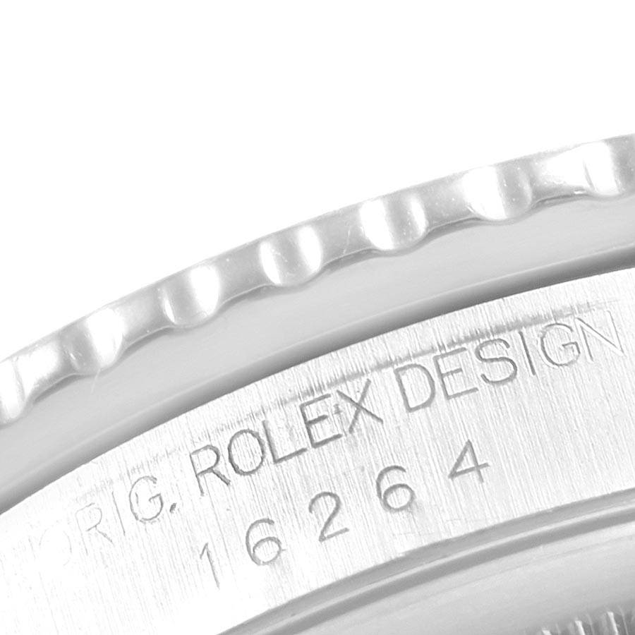 Close-up of the outer bezel and model engraving on the Rolex Turn-o-Graph 16264 Men
s Stainless Steel Black Dial 16264 Men
s Stainless Steel Black Dial watch.