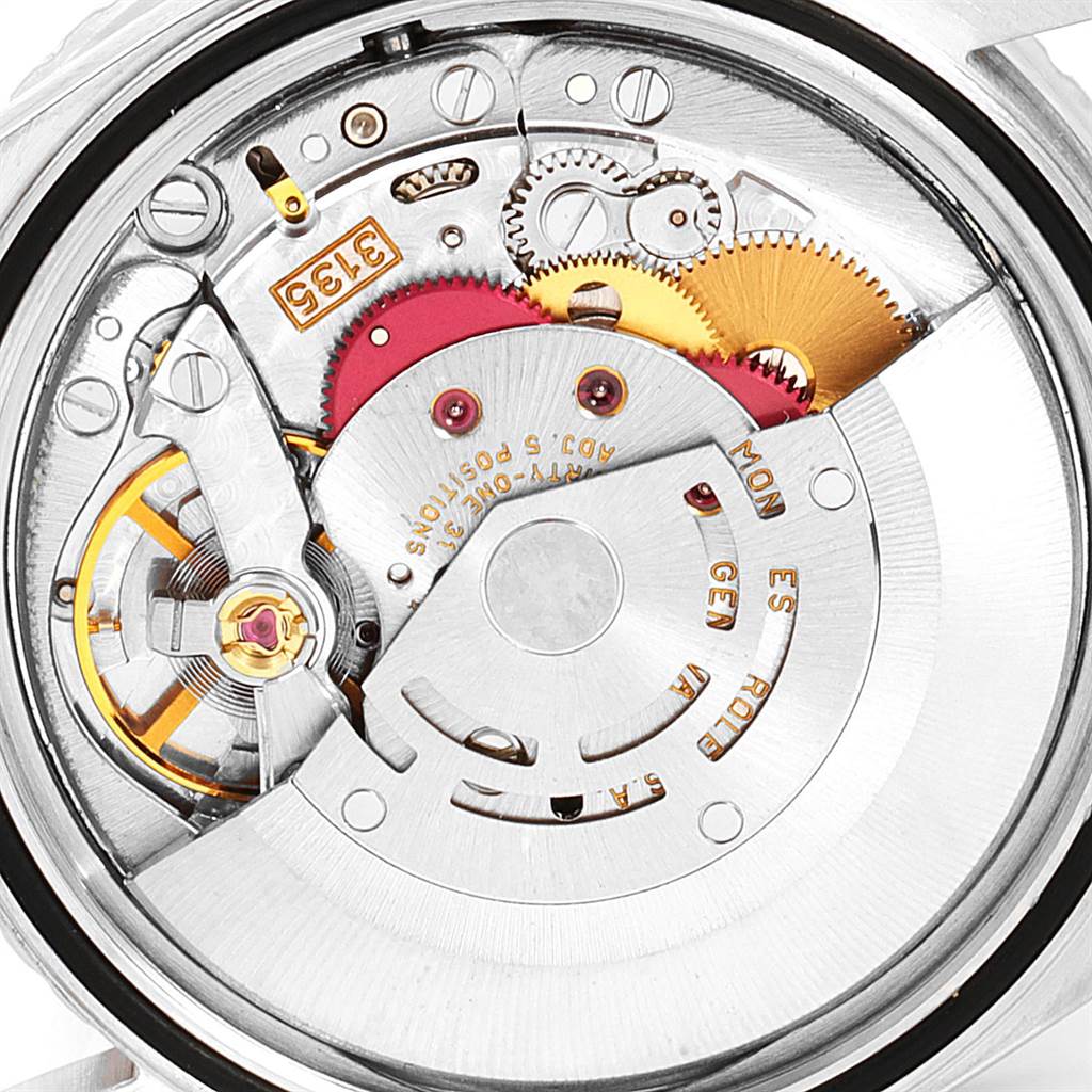 This is a close-up of the movement mechanism of a Rolex Turn-o-Graph 16264 Men
s Stainless Steel Black Dial 16264 Men
s Stainless Steel Black Dial watch, showcasing its intricate gears and components.