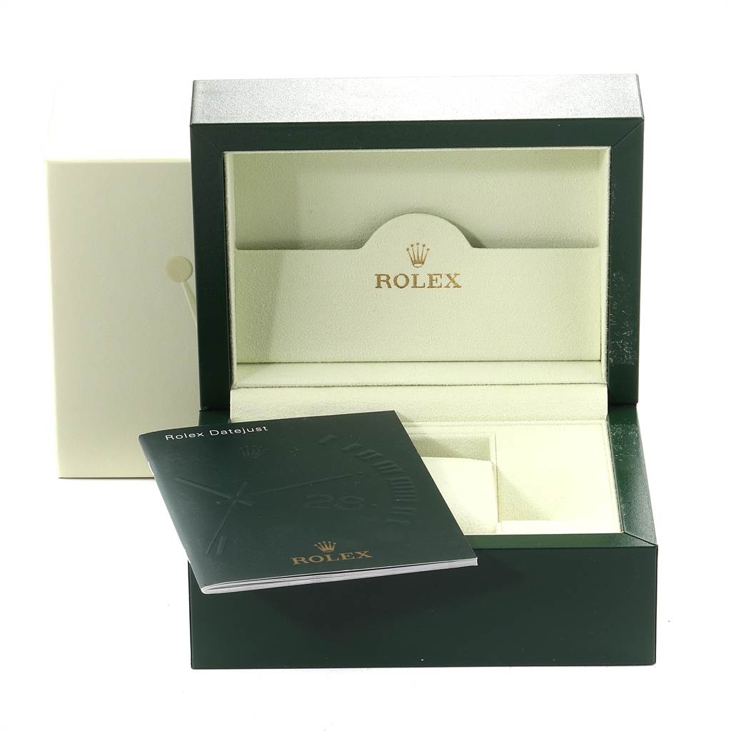 The image shows an open Rolex watch box for the Turn-o-Graph model, including a Rolex Datejust booklet.