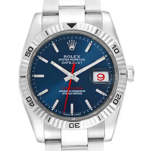 Photo of Rolex Datejust Turnograph Blue Dial Oyster Bracelet Mens Watch 116264
