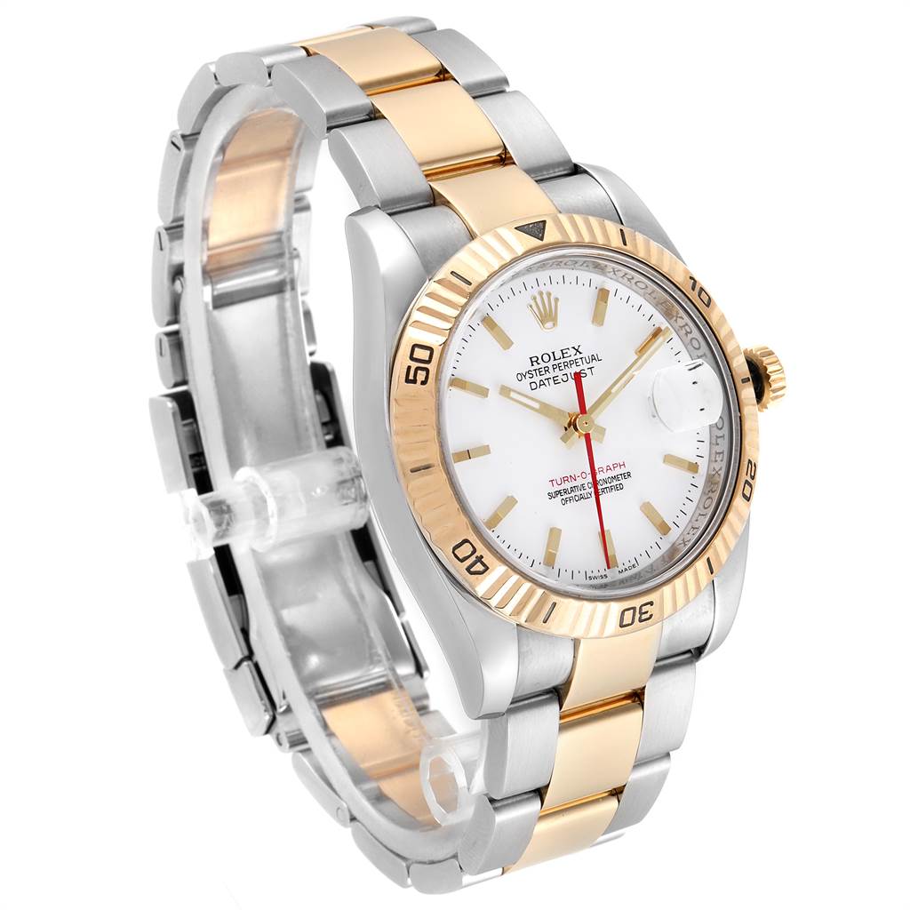 Rolex Datejust Turnograph Steel Yellow Gold Red Hand Mens Watch 116263 ...