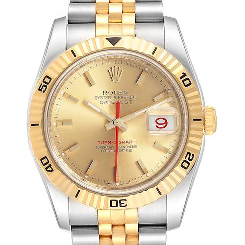 Photo of Rolex Datejust Turnograph Steel Yellow Gold Mens Watch 116263 Box Card