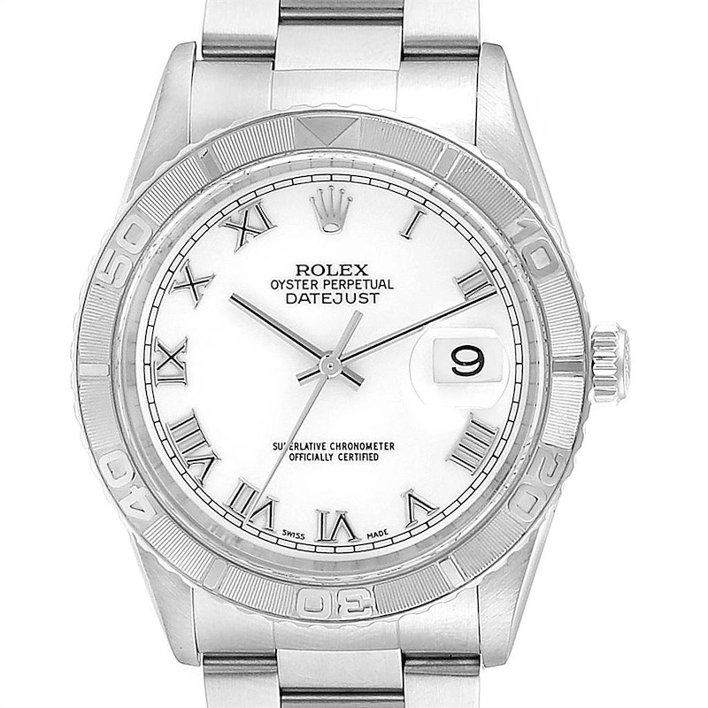 Rolex Turnograph Datejust Steel White Gold Steel Mens Watch 16264 SwissWatchExpo