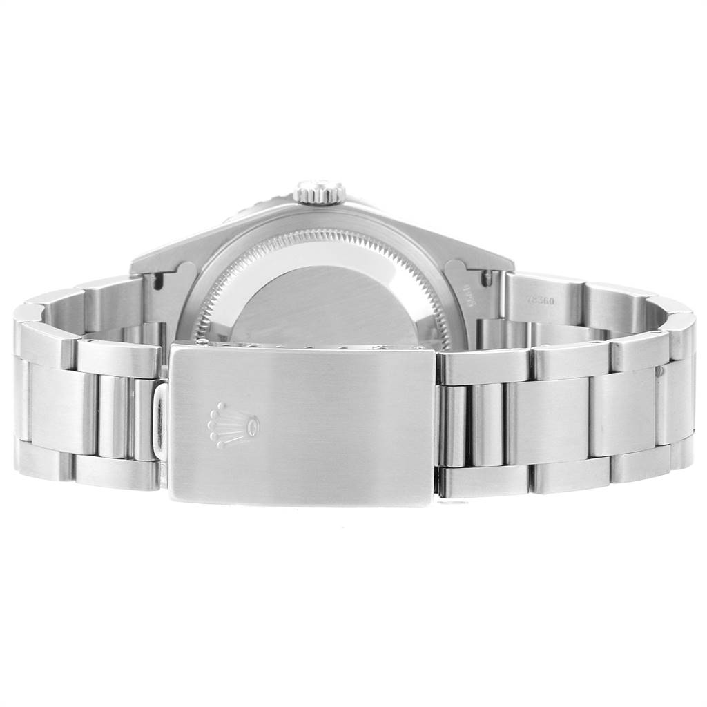 This image shows the back view of a Rolex Turn-o-Graph 16264 Men
s Stainless Steel White Dial 16264 Men
s Stainless Steel White Dial watch, highlighting its clasp and bracelet.