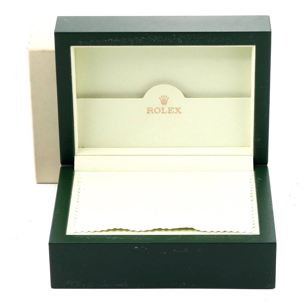 The image shows an empty Rolex Turn-o-Graph 16264 Men's Stainless Steel White Dial 16264 Men's Stainless Steel White Dial watch box with an interior cushion and the brand logo.