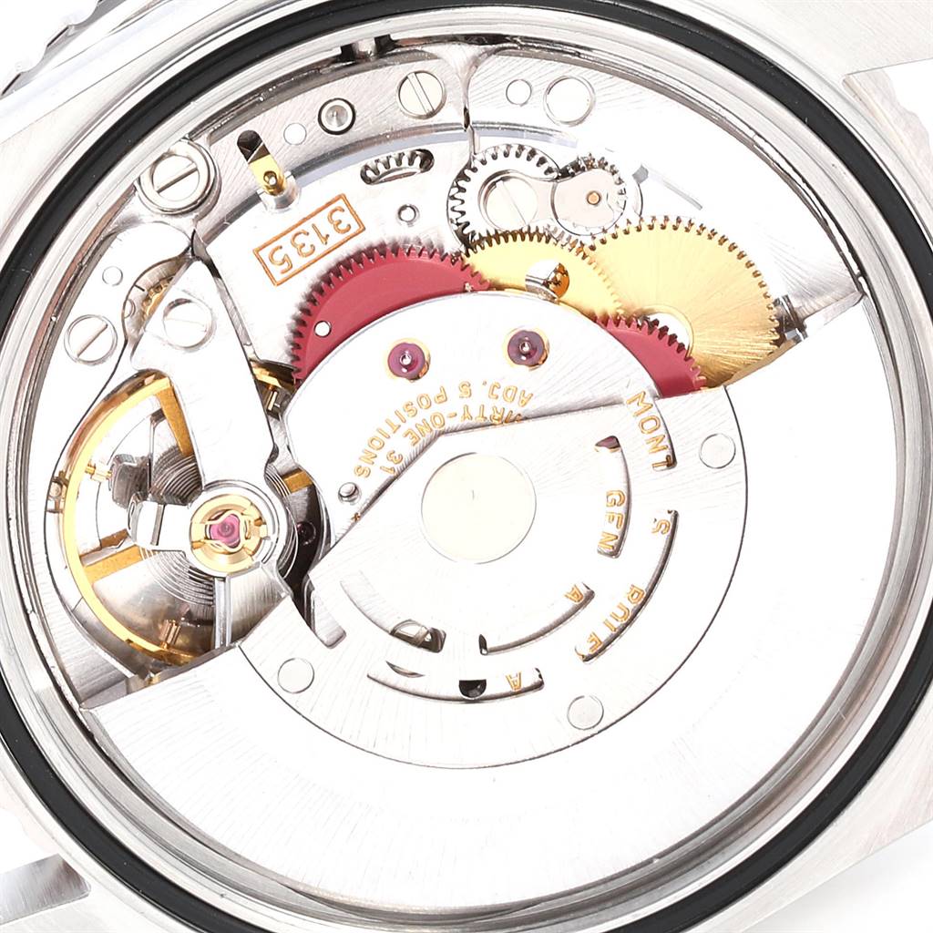 This is an interior view of the Rolex Turn-o-Graph 16264 Men's Stainless Steel White Dial 16264 Men's Stainless Steel White Dial watch, showcasing its detailed automatic movement components.