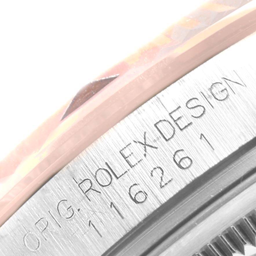 The image shows a close-up of the case side and bezel of a Rolex Turn-o-Graph 116261 Men's Stainless Steel White Dial 116261 Men's Stainless Steel White Dial watch with model number 116261.