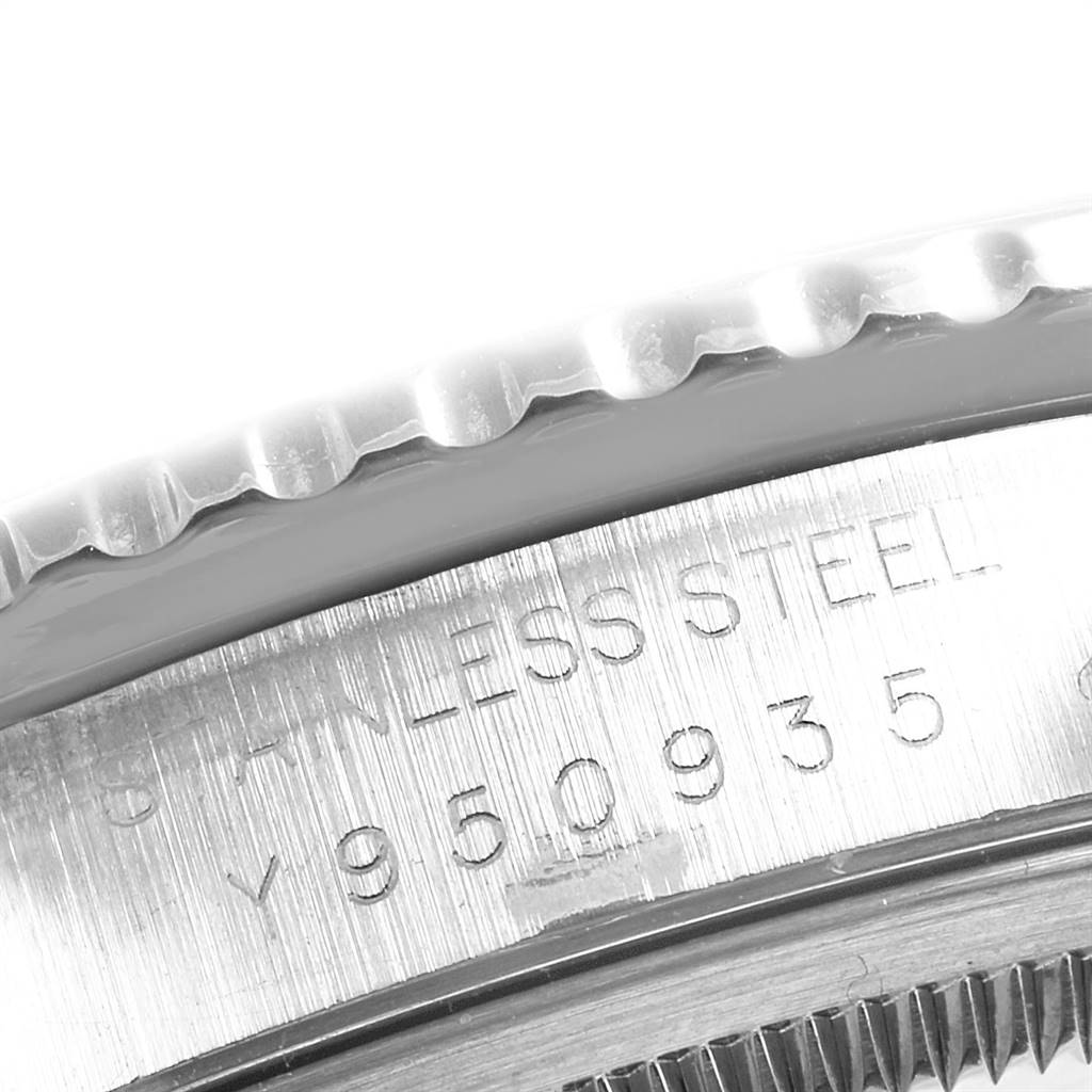 This image shows a close-up angled view of the bezel and part of the stainless steel case for the Rolex Turn-o-Graph 16264 Men
s Stainless Steel Silver Dial 16264 Men
s Stainless Steel Silver Dial watch.