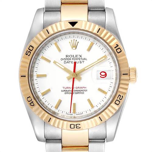 Photo of Rolex Datejust Turnograph Steel Yellow Gold Red Hand Mens Watch 116263