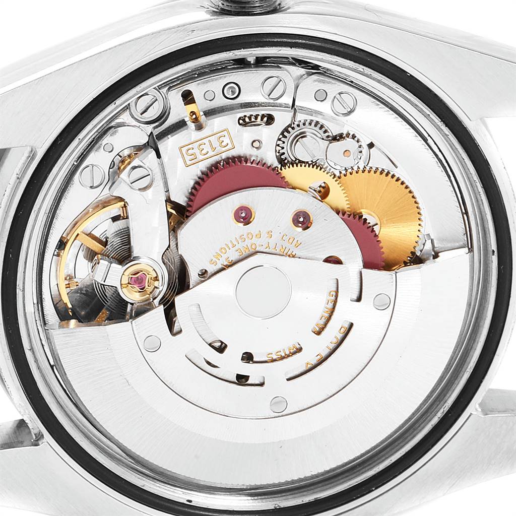 The image shows the inner mechanism and movement parts of the Rolex Turn-o-Graph 116264 Men's Stainless Steel Black Dial 116264 Men's Stainless Steel Black Dial watch in a close-up view.