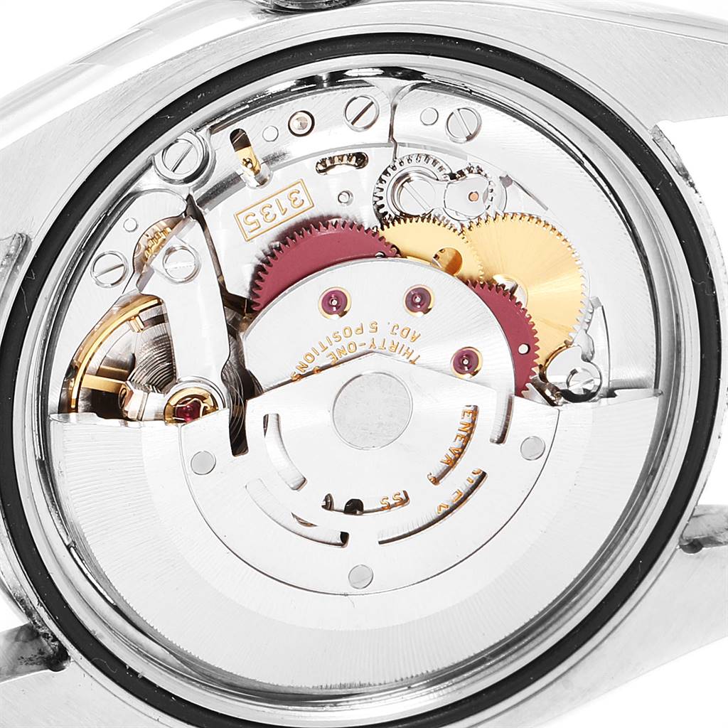 This image shows the internal mechanical movement of a Rolex Turn-o-Graph 116263 Men
s Stainless Steel White Dial 116263 Men
s Stainless Steel White Dial watch from a rear angle with the case back removed.