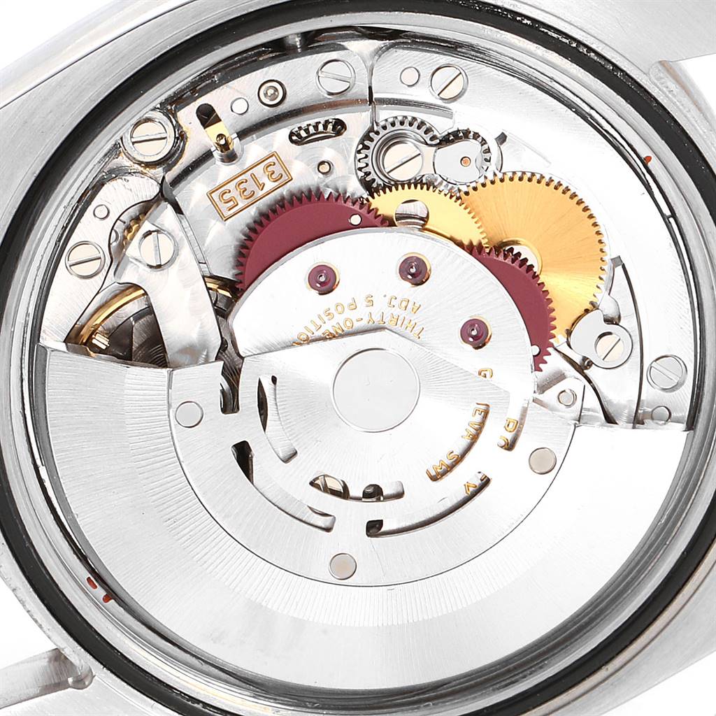 The image shows the movement mechanism of a Rolex Turn-o-Graph 116264 Men
s Stainless Steel Black Dial 116264 Men
s Stainless Steel Black Dial watch, viewed from the case back angle.