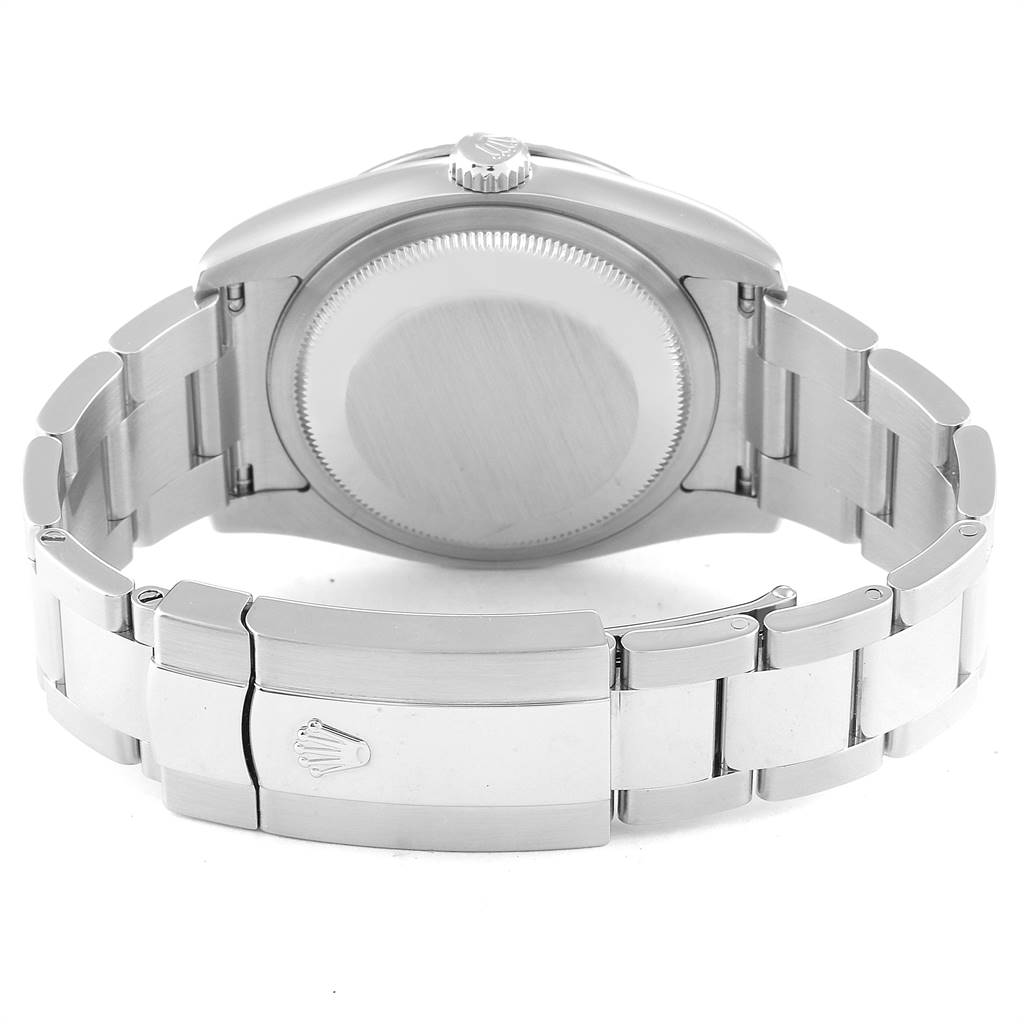 The image shows the back view of the Rolex Turn-o-Graph 116264 Men
s Stainless Steel Black Dial 116264 Men
s Stainless Steel Black Dial watch, highlighting the case back and the bracelet with the clasp.