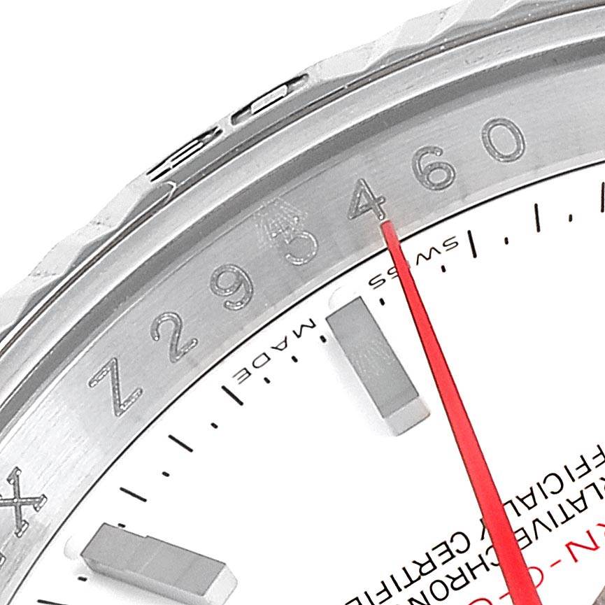 The image shows a close-up of the bezel, casing, and part of the dial of a Rolex Turn-o-Graph 116264 Men
s Stainless Steel White Dial 116264 Men
s Stainless Steel White Dial watch.