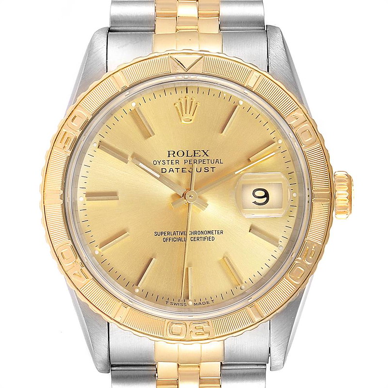 Rolex Datejust Turnograph Steel Yellow Gold Tapestry Dial Watch 16263 SwissWatchExpo