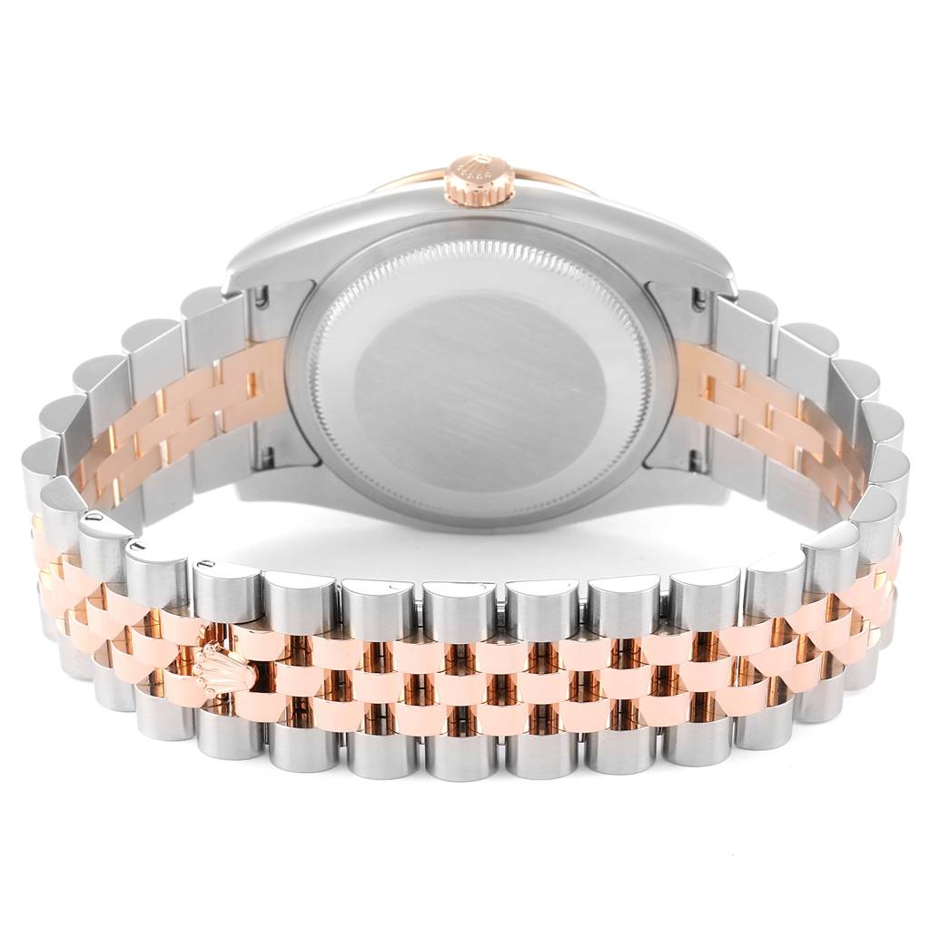 This image shows the back case and the two-tone bracelet of the Rolex Turn-o-Graph 116261 Men's Stainless Steel Silver Dial 116261 Men's Stainless Steel Silver Dial watch.