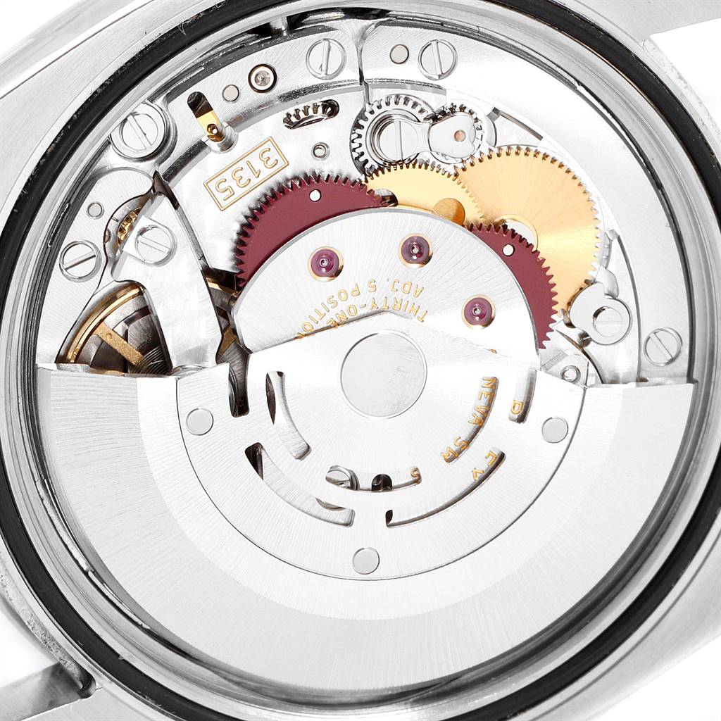 This image shows the internal movement mechanism of a Rolex Turn-o-Graph 116264 Men
s Stainless Steel Black Dial 116264 Men
s Stainless Steel Black Dial watch from a rear or case-back angle.