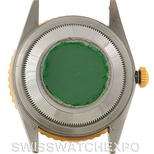 The image shows the back case of a Rolex Turn-o-Graph 16233 Men's Steel and Gold (two tone) Champagne Dial 16233 Men's Steel and Gold (two tone) Champagne Dial watch, highlighting the lugs and the crown on the right side.