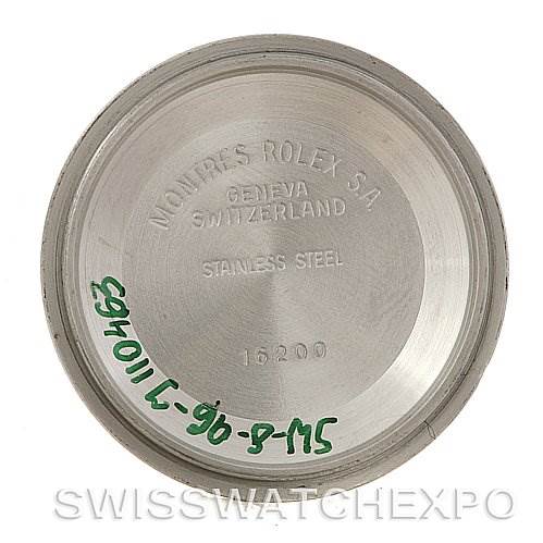 This image shows the inside of the case back of a Rolex Turn-o-Graph 16263 Men's Steel and Gold (two tone) Silver Dial 16263 Men's Steel and Gold (two tone) Silver Dial watch, with model information engraved.