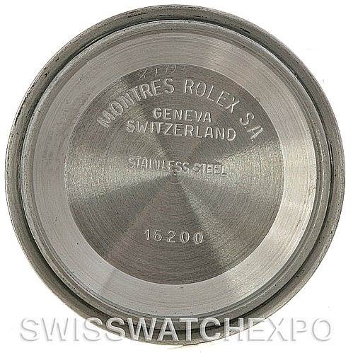 This image shows the inside of the case back of a Rolex Turn-o-Graph 16263 Men's Steel and Gold (two tone) Black Dial 16263 Men's Steel and Gold (two tone) Black Dial watch, displaying the brand and model information.