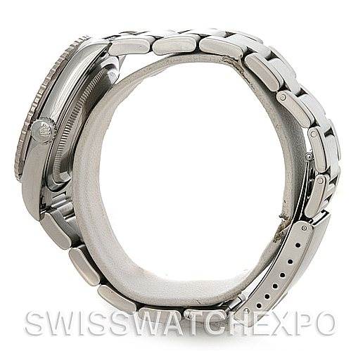 The Rolex Turn-o-Graph 16264 Men's Stainless Steel White Dial 16264 Men's Stainless Steel White Dial watch is shown in a side profile, displaying its bracelet and crown.