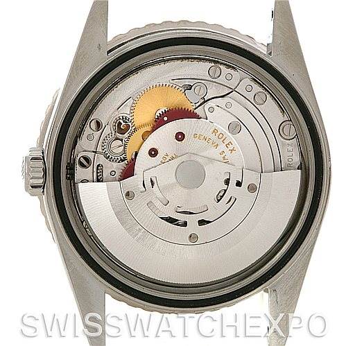 This image shows the back view of the Rolex Turn-o-Graph 16264 Men's Stainless Steel White Dial 16264 Men's Stainless Steel White Dial watch, focusing on its intricate internal movement and gears.