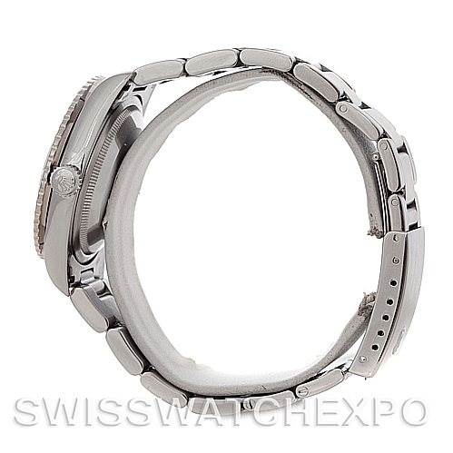 This image shows a side view of a Rolex Turn-o-Graph 16264 Men's Stainless Steel Silver Dial 16264 Men's Stainless Steel Silver Dial watch, highlighting the case, crown, and metal bracelet.