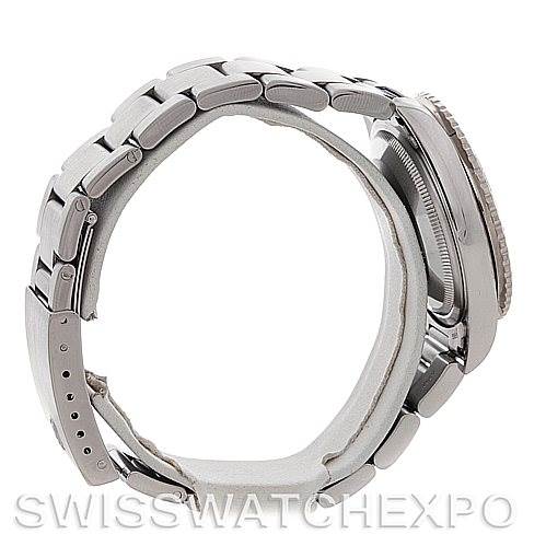 Side view of the Rolex Turn-o-Graph 16264 Men's Stainless Steel Silver Dial 16264 Men's Stainless Steel Silver Dial watch showing the bracelet, clasp, case, and part of the bezel and crown.