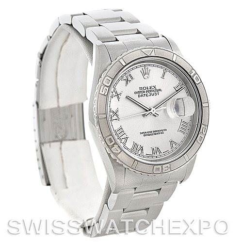 This image shows a front and slightly angled view of a Rolex Turn-o-Graph 16264 Men's Stainless Steel Silver Dial 16264 Men's Stainless Steel Silver Dial watch, showcasing its dial, bezel, and bracelet.