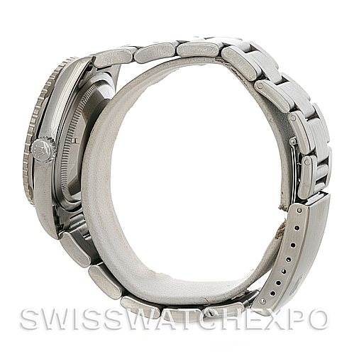 The image shows a side view of a Rolex Turn-o-Graph 16264 Men's Stainless Steel Silver Dial 16264 Men's Stainless Steel Silver Dial watch, highlighting the bracelet, case, and crown.