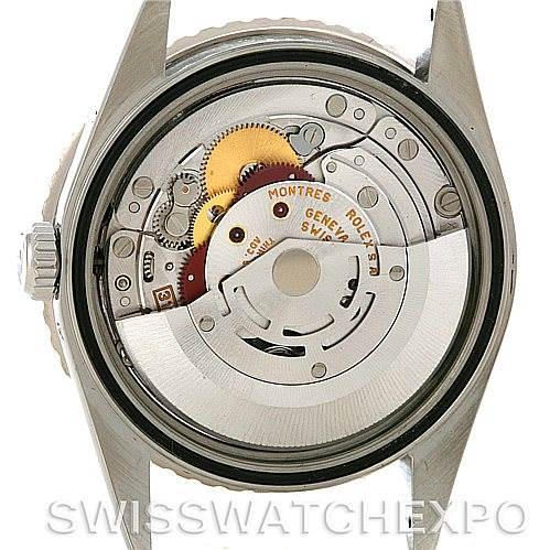 This image shows the back view of a Rolex Turn-o-Graph 16264 Men's Stainless Steel Silver Dial 16264 Men's Stainless Steel Silver Dial model, revealing its intricate internal movement components.