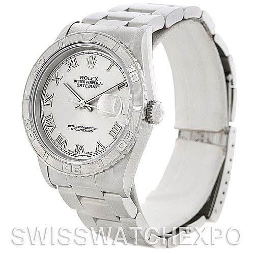 The image shows a Rolex Turn-o-Graph 16264 Men's Stainless Steel Silver Dial 16264 Men's Stainless Steel Silver Dial watch angled slightly from the front, displaying the face, bezel, crown, and part of the bracelet.