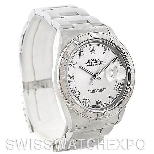 The image shows a Rolex Turn-o-Graph 16264 Men's Stainless Steel Silver Dial 16264 Men's Stainless Steel Silver Dial watch angled slightly from the front left, highlighting the face, bezel, and bracelet.