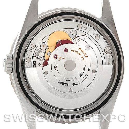 This image shows the internal movement of a Rolex Turn-o-Graph 16264 Men
s Stainless Steel Black Dial 16264 Men
s Stainless Steel Black Dial watch from the back angle with its case open.