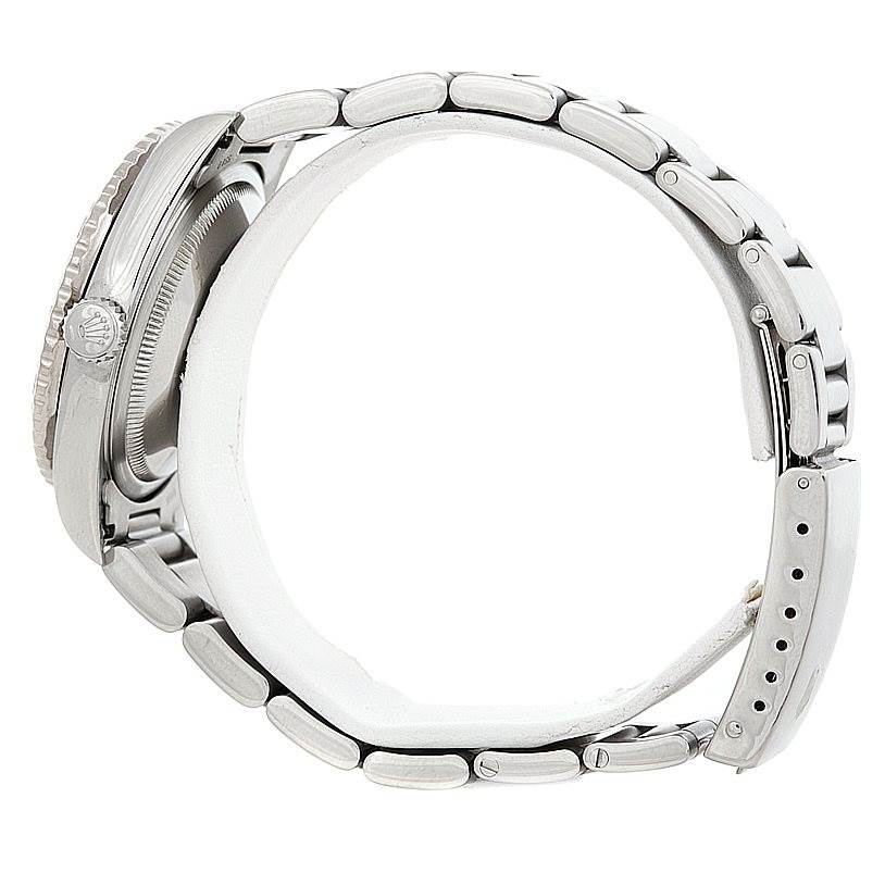 This image shows a side view of the Rolex Turn-o-Graph 16264 Men's Stainless Steel Silver Dial 16264 Men's Stainless Steel Silver Dial watch, highlighting the crown, case, and metal bracelet.