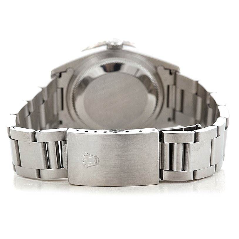 This image shows the back and clasp of a Rolex Turn-o-Graph 16264 Men's Stainless Steel Silver Dial 16264 Men's Stainless Steel Silver Dial watch in a stainless steel bracelet.