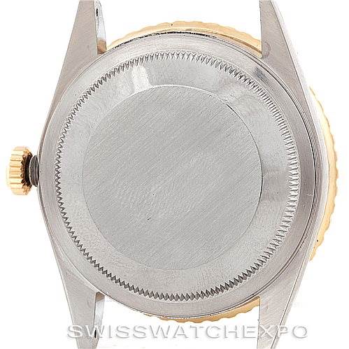 The image shows the back case of a Rolex Turn-o-Graph 16263 Men's Steel and Gold (two tone) Champagne Dial 16263 Men's Steel and Gold (two tone) Champagne Dial watch, viewed from the rear.