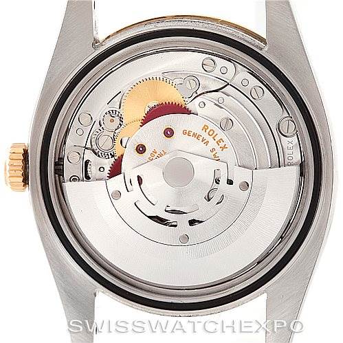 The image shows the back view of the Rolex Turn-o-Graph 116263 Men's Stainless Steel White Dial 116263 Men's Stainless Steel White Dial watch, highlighting the visible internal mechanics and movement.