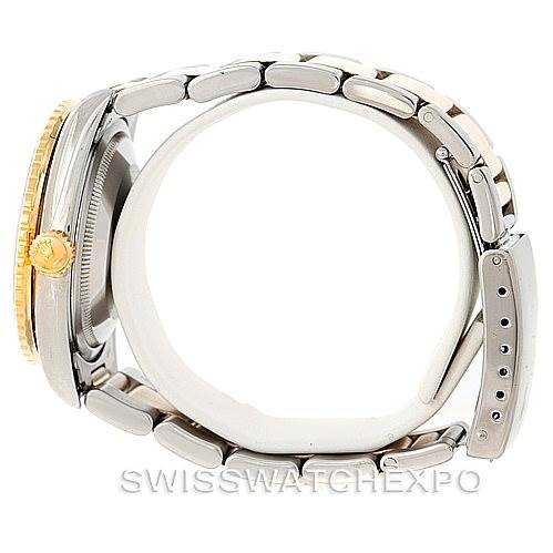 This image shows a side profile of a Rolex Turn-o-Graph 16263 Men's Steel and Gold (two tone) Grey Dial 16263 Men's Steel and Gold (two tone) Grey Dial watch, highlighting the bracelet, clasp, and side of the case.