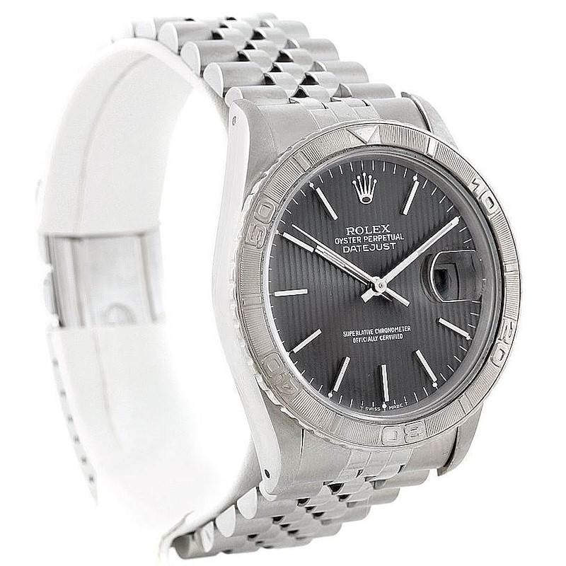 Rolex Turnograph Steel 18k White Gold Gray Dial Watch 16264 SwissWatchExpo
