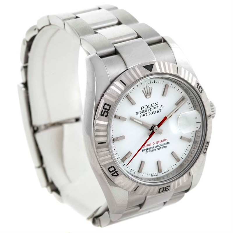 Rolex Turnograph Stainless Steel 18k White Gold Watch 116264 SwissWatchExpo