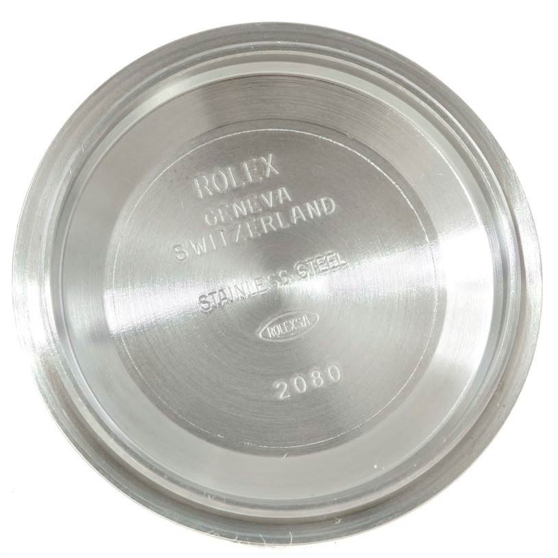 This is the inner back cover of a Rolex Turn-o-Graph 116264 Men's Stainless Steel White Dial 116264 Men's Stainless Steel White Dial model watch, showing its markings and details.