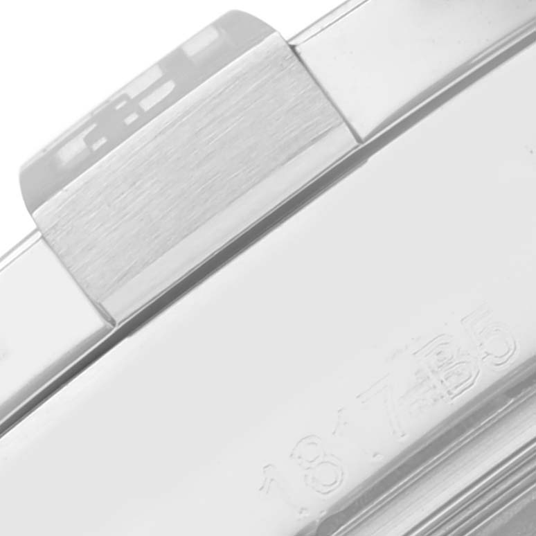 This close-up image shows part of the clasp mechanism of the Breitling Avenger A32390 Men's Stainless Steel Mother of Pearl Dial A32390 Men's Stainless Steel Mother of Pearl Dial watch.