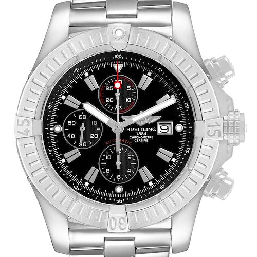 Photo of Breitling Super Avenger Black Dial Chronograph Steel Mens Watch A13370 Box Paper