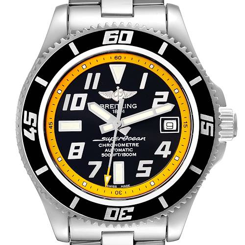 Photo of Breitling Superocean 42 Abyss Black Yellow Dial Mens Watch A17364 Box Papers