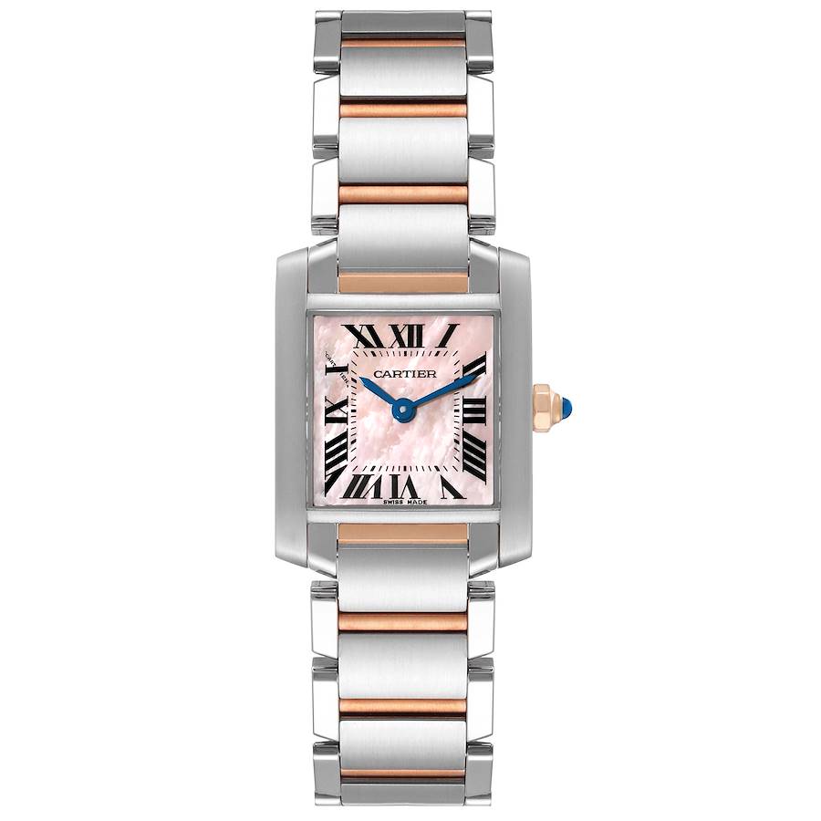 Cartier Tank Francaise Steel Rose Gold MOP Dial Watch W51027Q4 Box