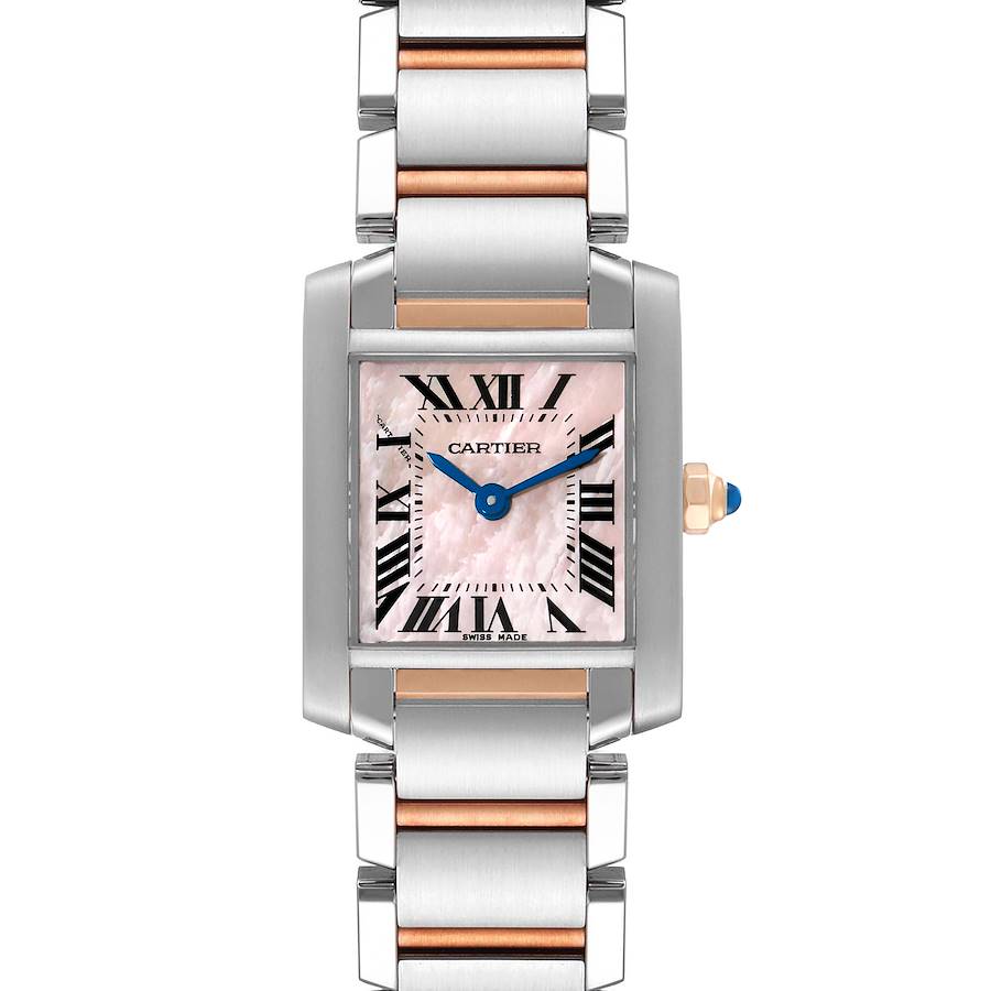 Cartier Tank Francaise Steel Rose Gold MOP Dial Watch W51027Q4 Box Papers SwissWatchExpo