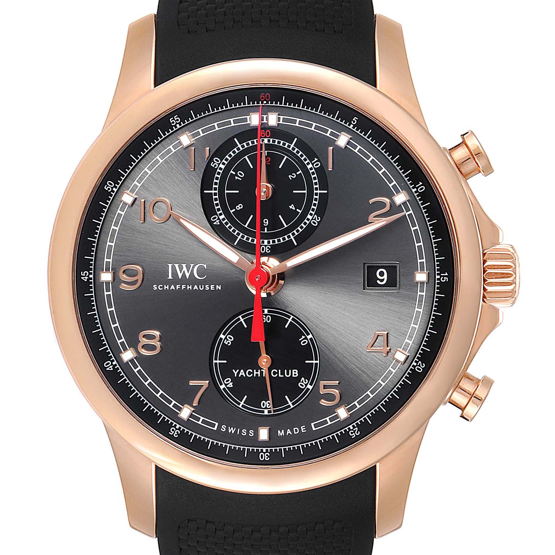 IWC Portuguese Yacht Club Rose Gold Chronograph Watch IW390209 Box Papers SwissWatchExpo