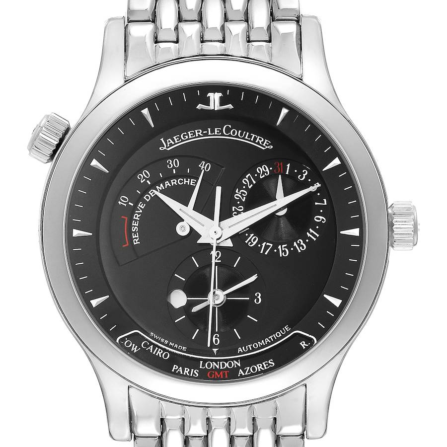 Jaeger Lecoultre Master Geographic Steel Mens Watch 142.8.92.S Q1428170 SwissWatchExpo